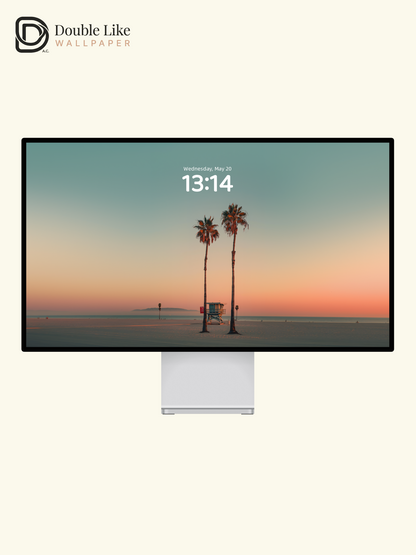 California Sunset Palm Trees & Lifeguard Tower Beach Wallpaper Pack [#JJ1336]