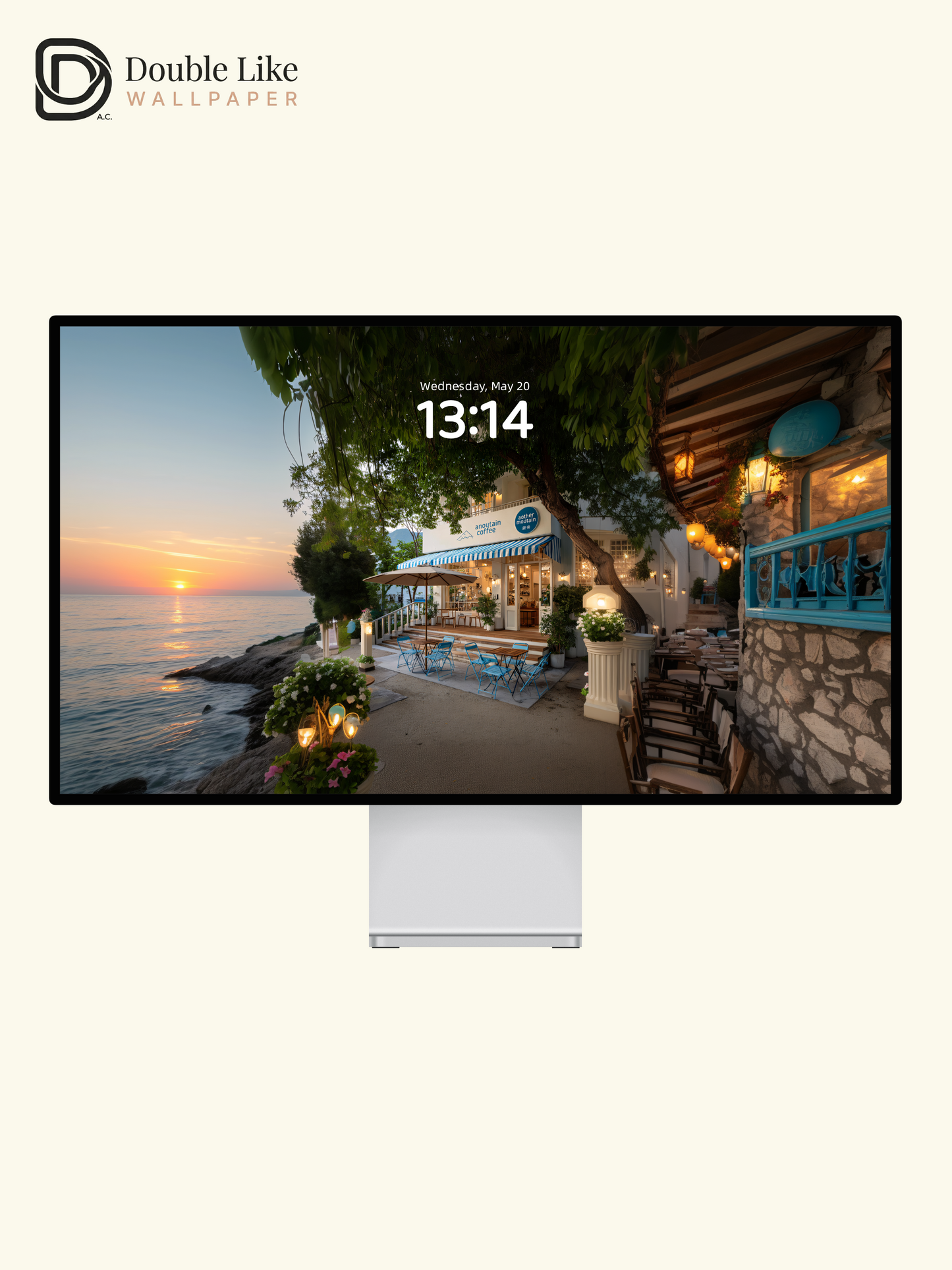 Mediterranean Seaside Cafe Sunset Glow Aesthetic Wallpaper Pack [#JJ1393]