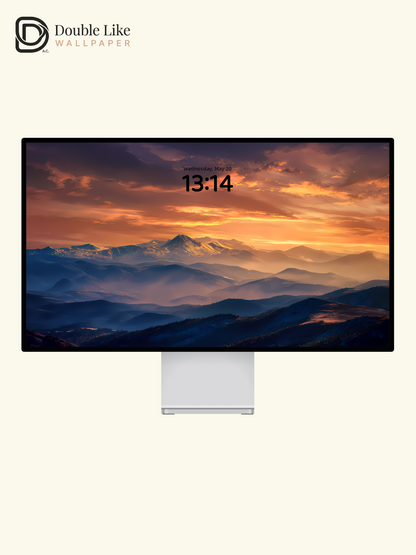 Sunset Mountain Layers Golden Cloudscape Illustration Wallpaper Pack [#LFHL1002]