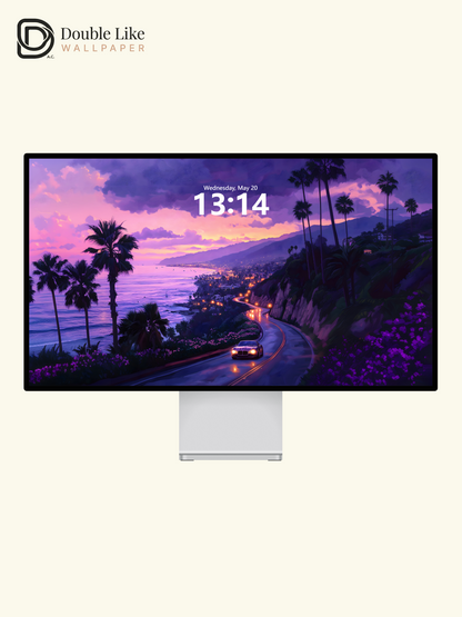 Purple Sunset Coastal Highway Aesthetic Wallpaper Pack [#WGF117]