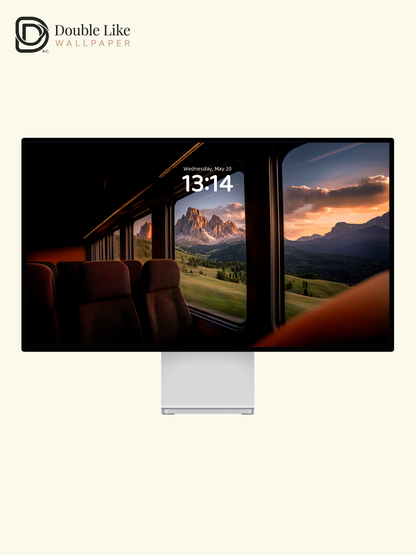 Alpine Train Window Sunset Mountain View Aesthetic Wallpaper Pack [#JJ1392]