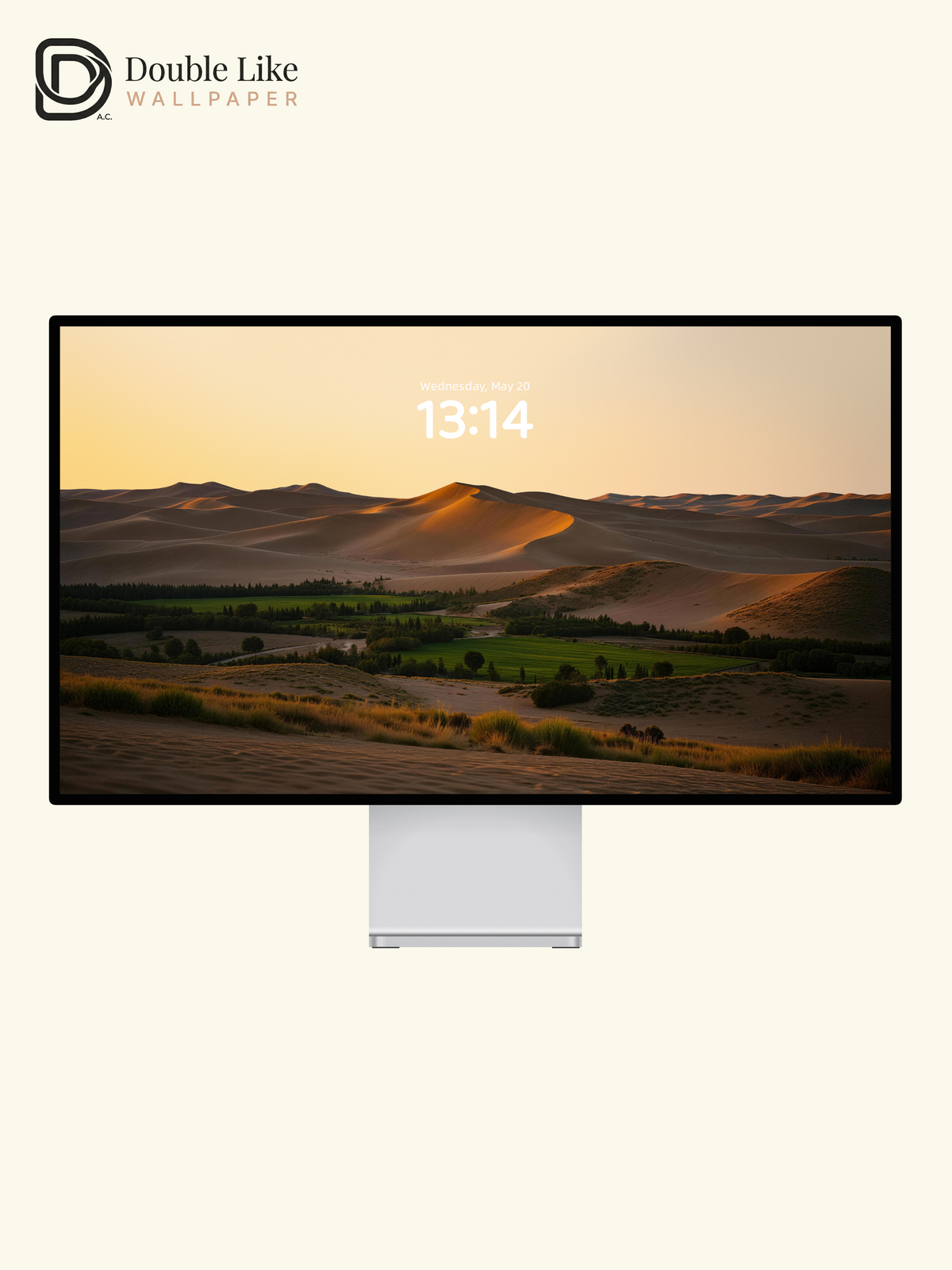 Golden Desert Dunes & Emerald Oasis Sunset Nature Wallpaper Pack [#JJ230905]