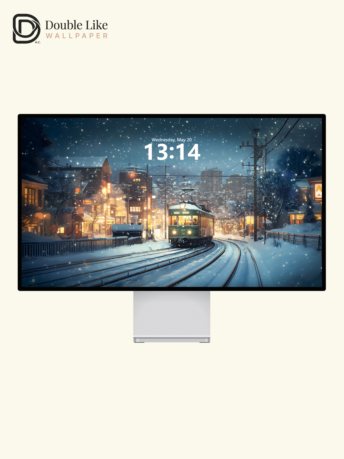 Winter Snowy Night Train Town Japanese Anime Cozy Aesthetic Wallpaper Pack [#WGF076]