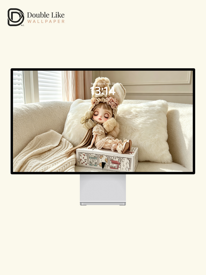 Vintage Bunny Ear Blythe Doll Cream Beige Dreamy Aesthetic Wallpaper [#HWWs005]