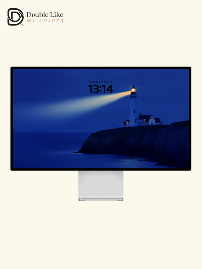 Combined Product Name: Deep Blue Coast Lighthouse Lonely Calming Inspirational Atmospheric Ocean Landscape Full-Device Wallpaper Pack [#ZMY069]