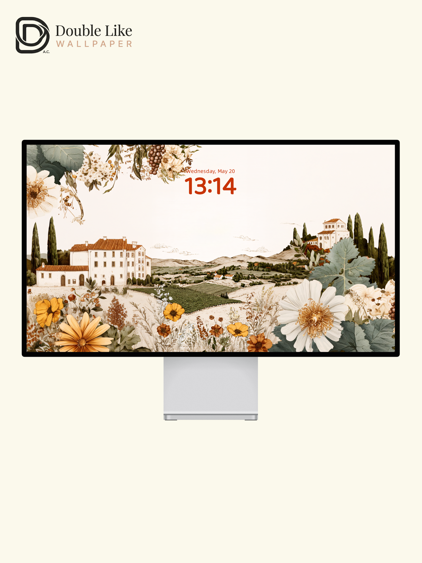 Vintage Tuscany Vineyard Manor Floral Illustration Wallpaper Pack [#JJ1214]