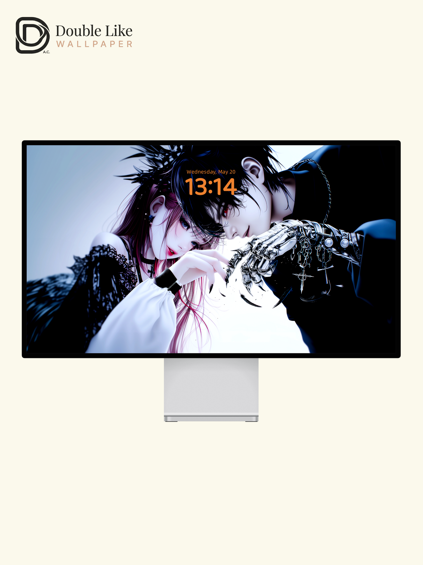 Gothic Anime Couple Mechanical Claw Black Wings Dark Aesthetic Wallpaper Pack [#HW1522]