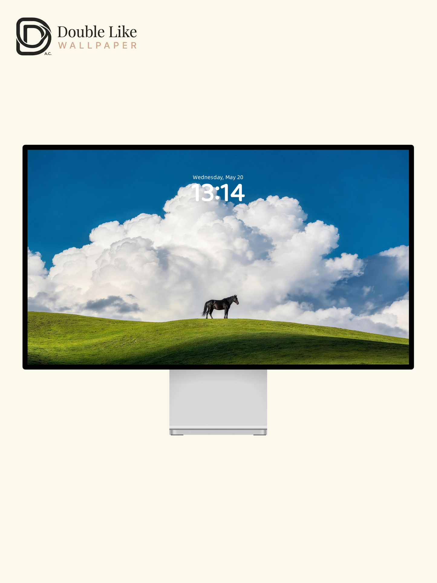 Lone Black Horse On Green Hill Calming Inspirational Minimal Landscape Wallpaper Pack [#LFHL30410]