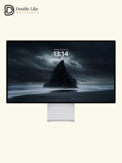 Combined Product Name: Stormy Dark Beach Lone Sea Rock Lonely Calming Inspirational Dark Tone Ocean Landscape Full-Device Wallpaper Pack [#ZMY026]