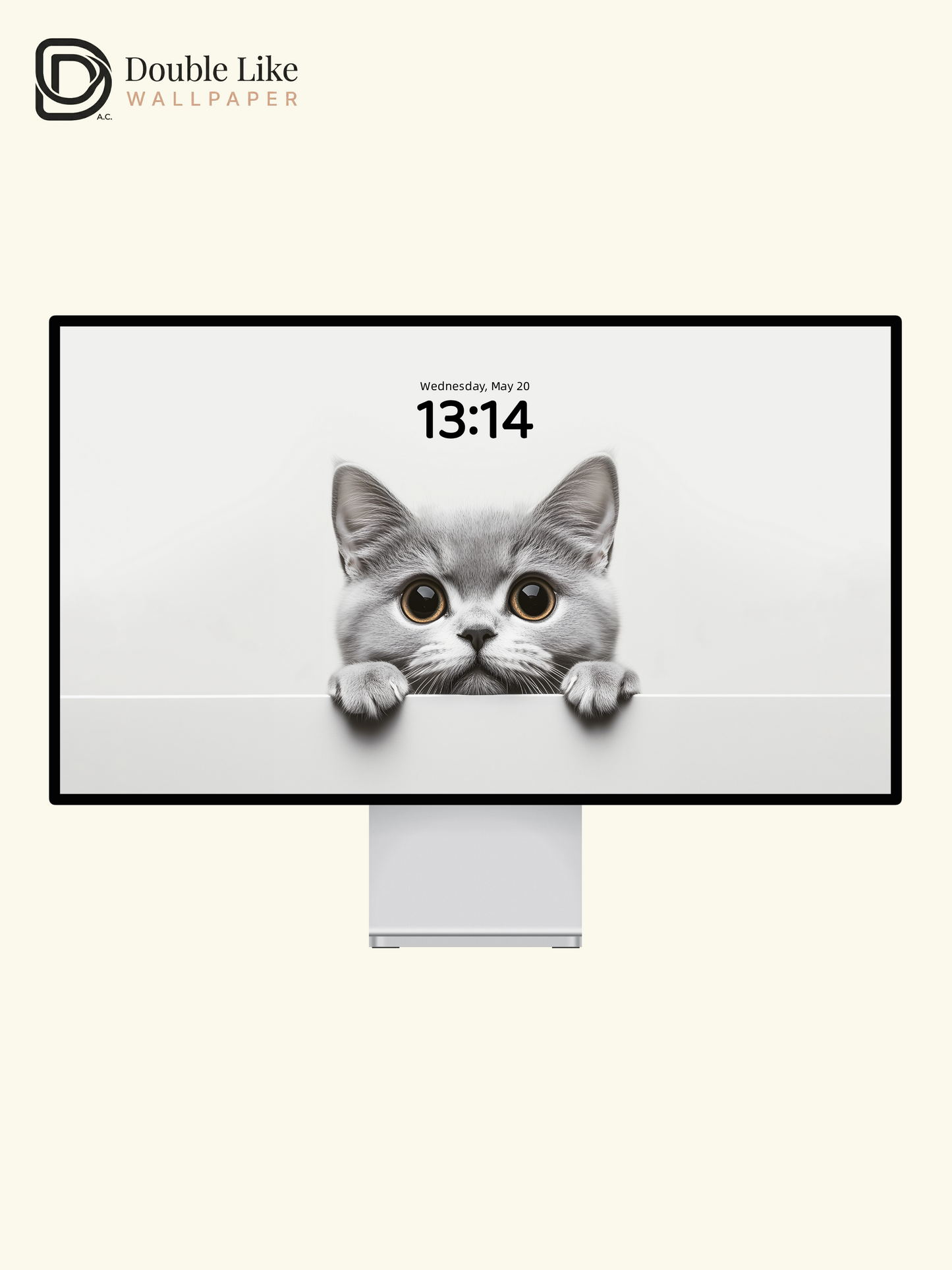 Curious Peeking British Shorthair Cat Minimalist Wallpaper Pack [#JJ20301]