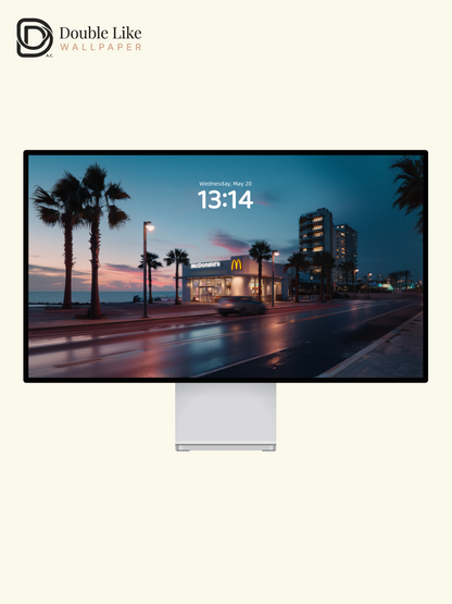 Coastal Highway Twilight McDonald's & Palm Trees Aesthetic Wallpaper Pack [#JJ21014]