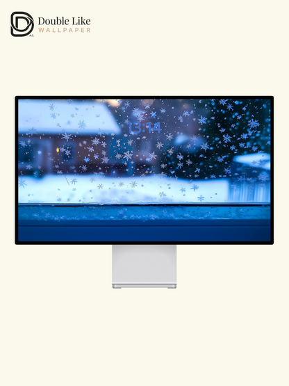 Frosty Snowflakes Window View Peaceful Winter Wallpaper Pack [#ZJYX0337]