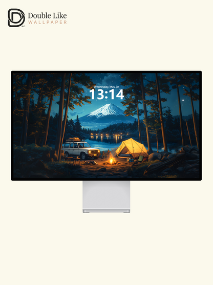 Mt Fuji Starry Forest Camping Anime Aesthetic Wallpaper Pack [#WGF120]