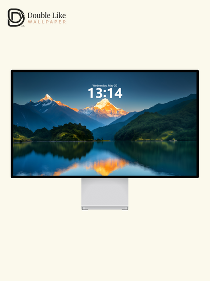 Majestic Golden Snow Mountain Lake Reflection Inspirational Wallpaper Pack [#WGF086]