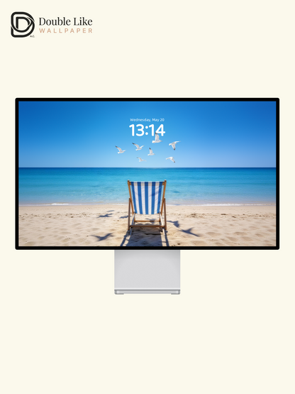 Sunny Ocean Beach Lounge Chair Seagulls Landscape Aesthetic Wallpaper Pack [#LFHL30615]