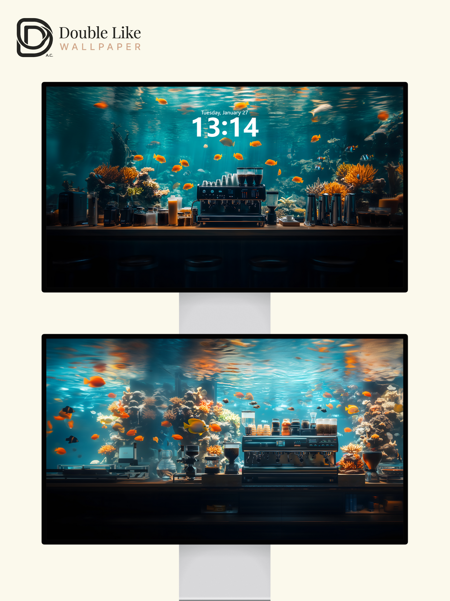 Underwater Aquarium Coffee Bar Fantasy Aesthetic Wallpaper Pack [#WGF081]