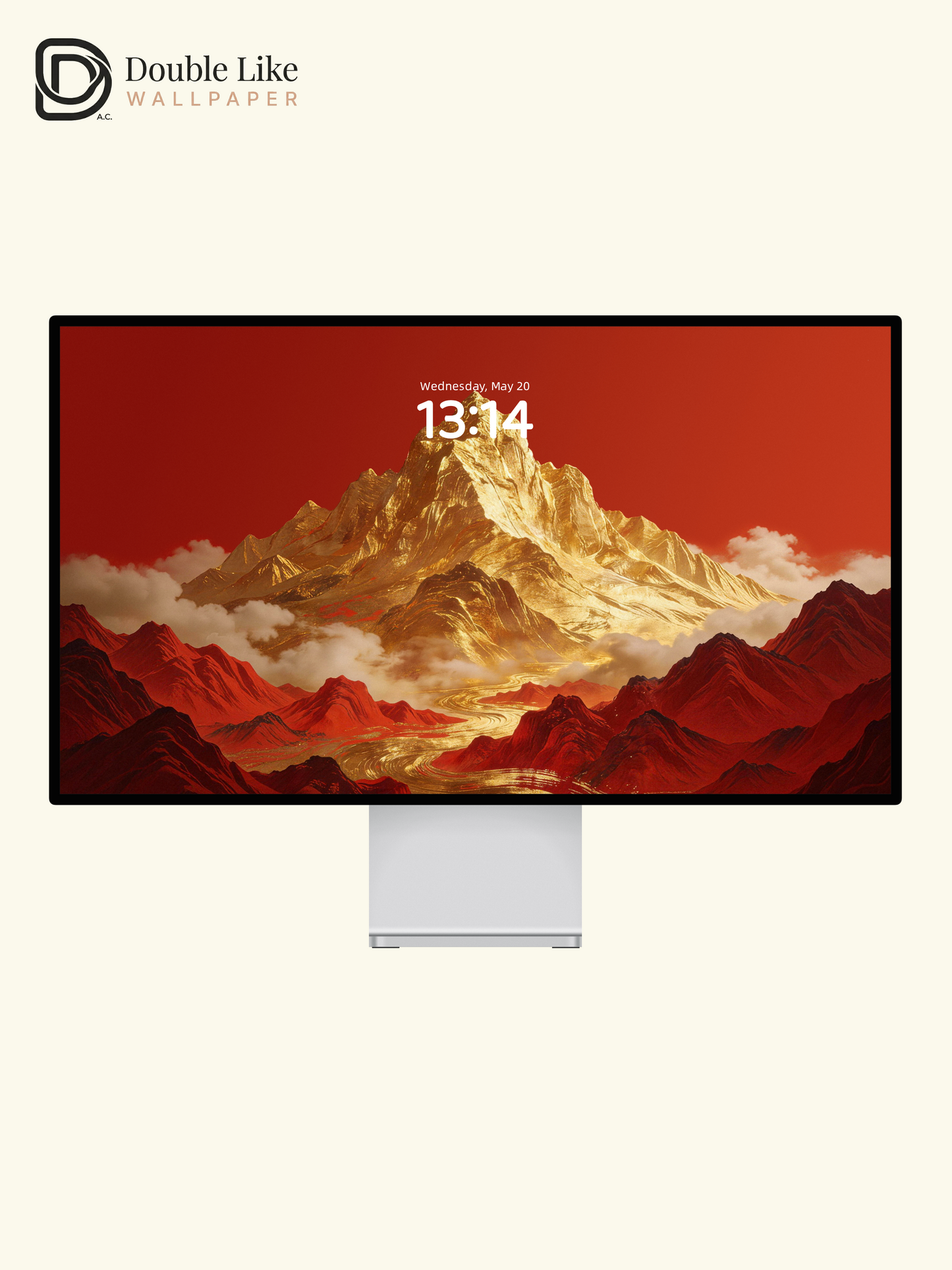 Chinese Style Red Golden Mountain River Inspirational Wallpaper Pack [#LFHL30205]