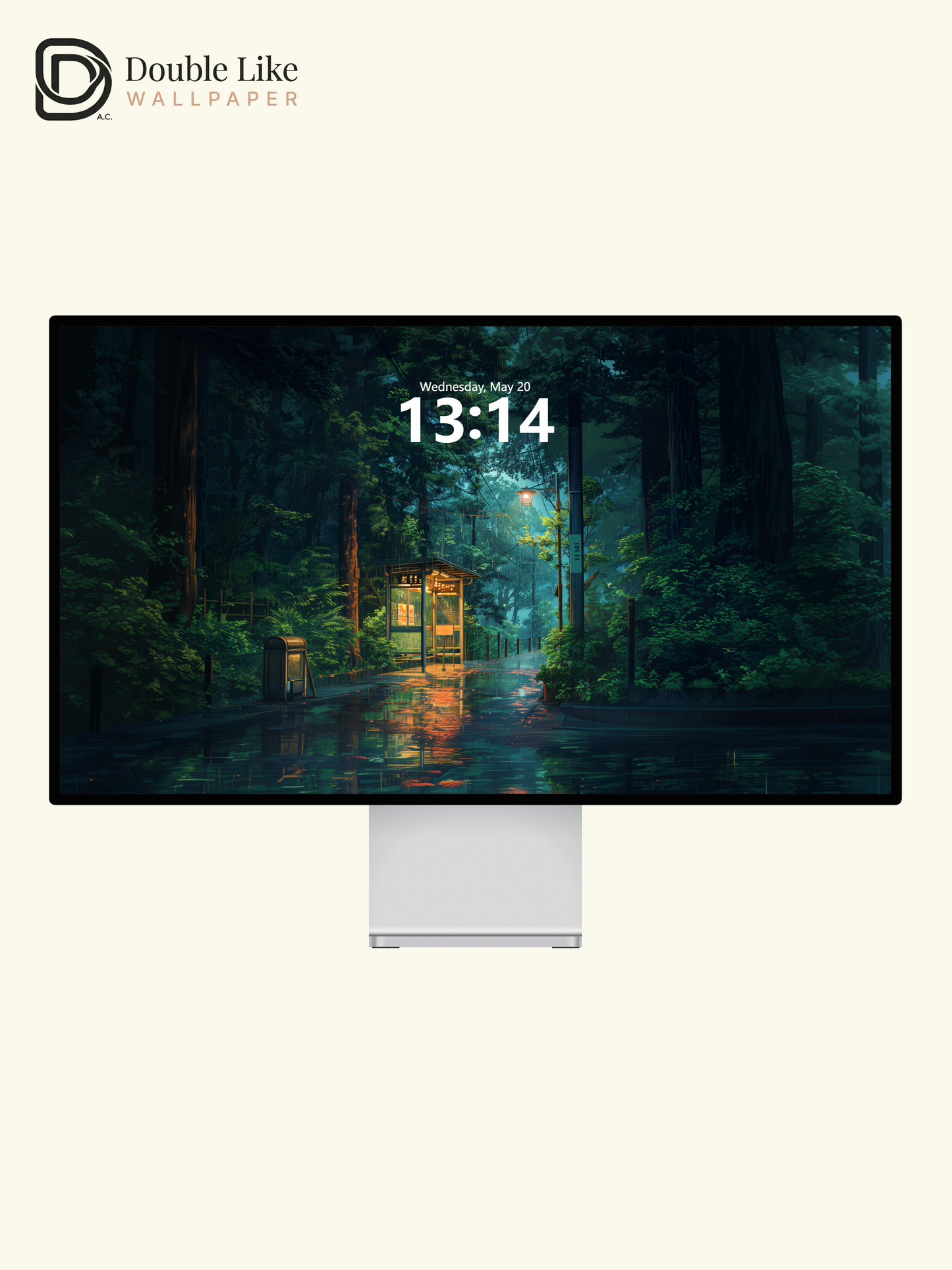 Rainy Forest Phone Booth Japanese Anime Cozy Wallpaper Pack [#WGF052]