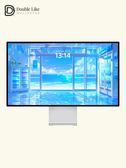 "Seaside Convenience Store – Blue Summer" Anime Illustration Wallpaper Set [#LFHL1011]