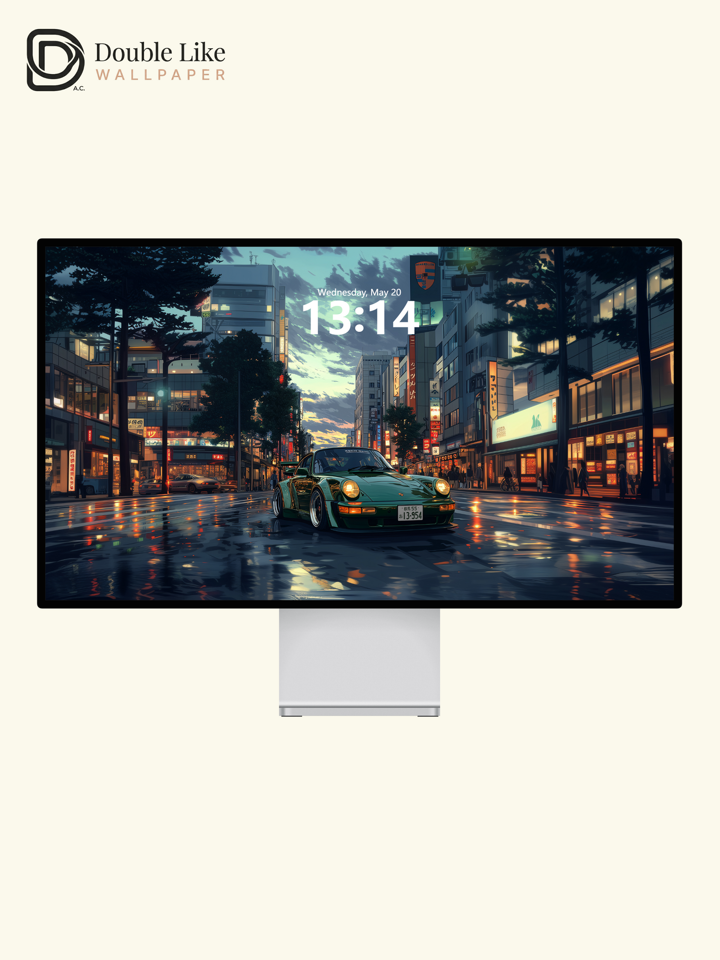 Green Classic Porsche Evening City Anime Aesthetic Wallpaper Pack [#WGF113]