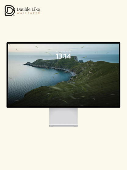 Coastal Cliff Bay & Windy Green Meadow Nature Aesthetic Wallpaper Pack [#JJ230910]