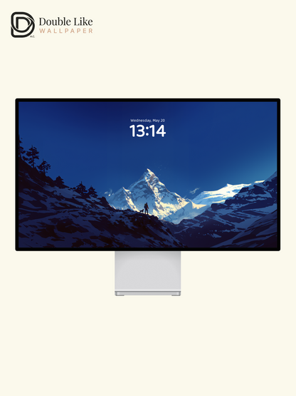 Majestic Snowy Mountain Peak Hiking Adventure Illustration Wallpaper Pack [#JJ1313]