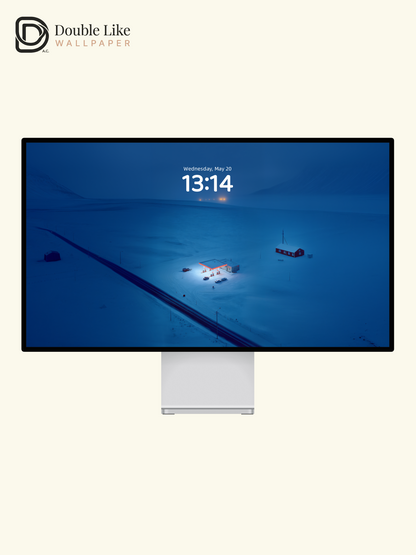 Arctic Snowfield Solitary Gas Station Aerial Night Wallpaper Pack [#JJ1397]