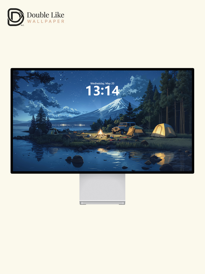 Starry Night Camping Mountain Lake Anime Aesthetic Wallpaper Pack [#WGF014]