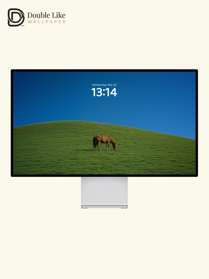 Healing Scenery Wallpaper Pack With Horse On Green Grass Hill [#LFHL30507]