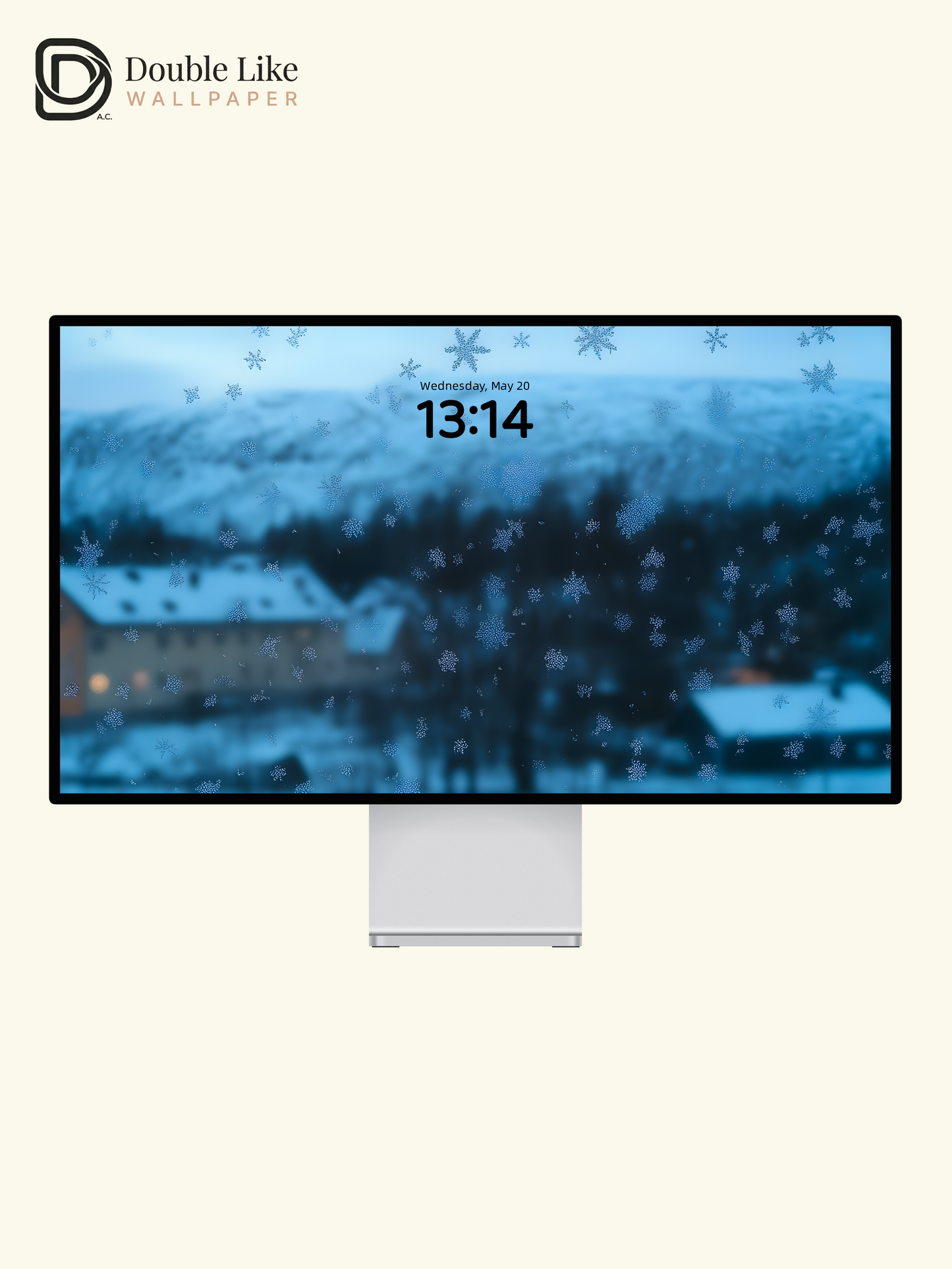 Cozy Winter Snowflakes Window View Blue Aesthetic Wallpaper Pack [#ZMY056]