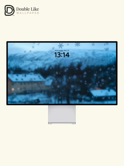 Cozy Winter Snowflakes Window View Blue Aesthetic Wallpaper Pack [#ZMY056]