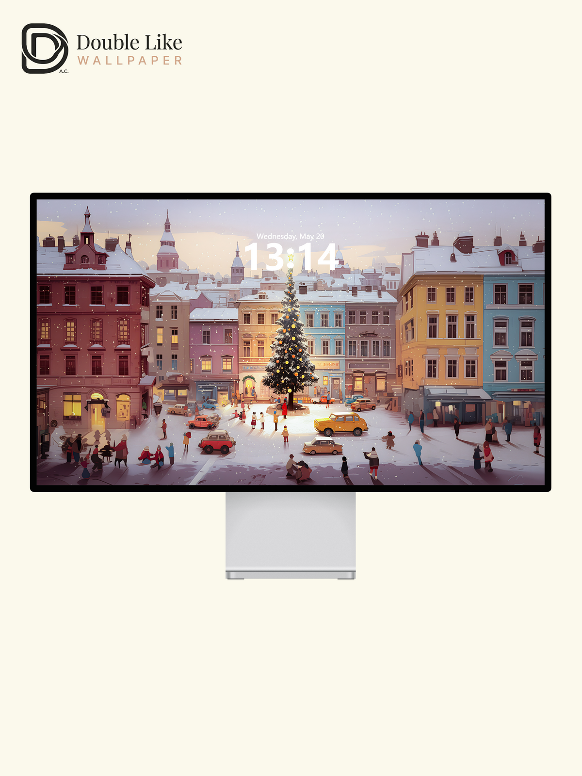 Cozy Christmas European Town Square Illustration Aesthetic Wallpaper Pack [#WGF069]