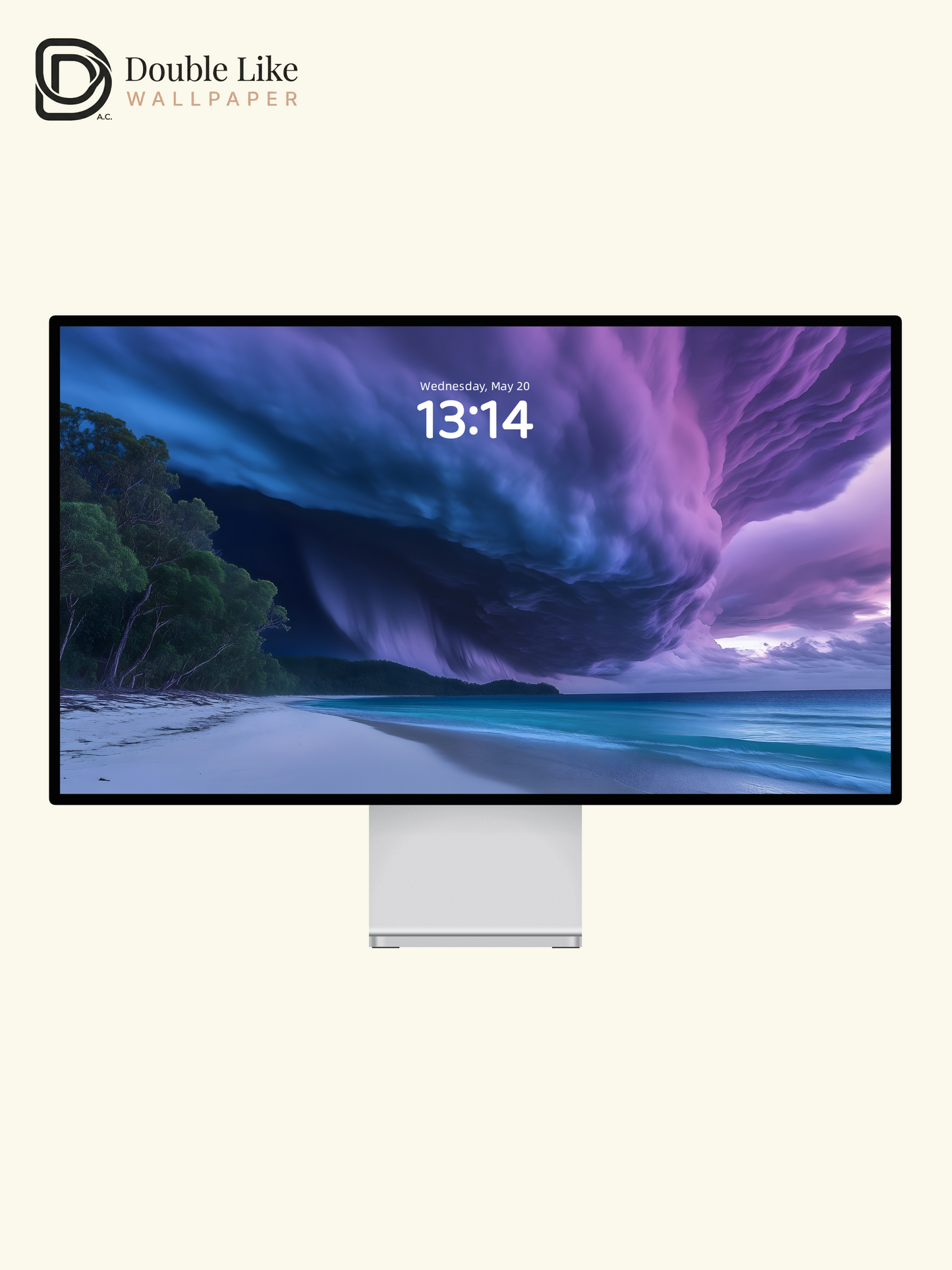 Purple Storm Cloud Beach Landscape Digital Art Wallpaper Pack [#ZJYX0442]