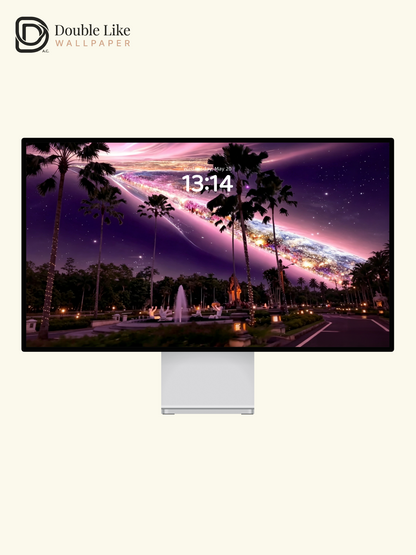 Galactic Secret Realm | Pink Purple Galaxy Coconut Grove Dreamy Wallpaper Pack for All Screens [#HWWx032]