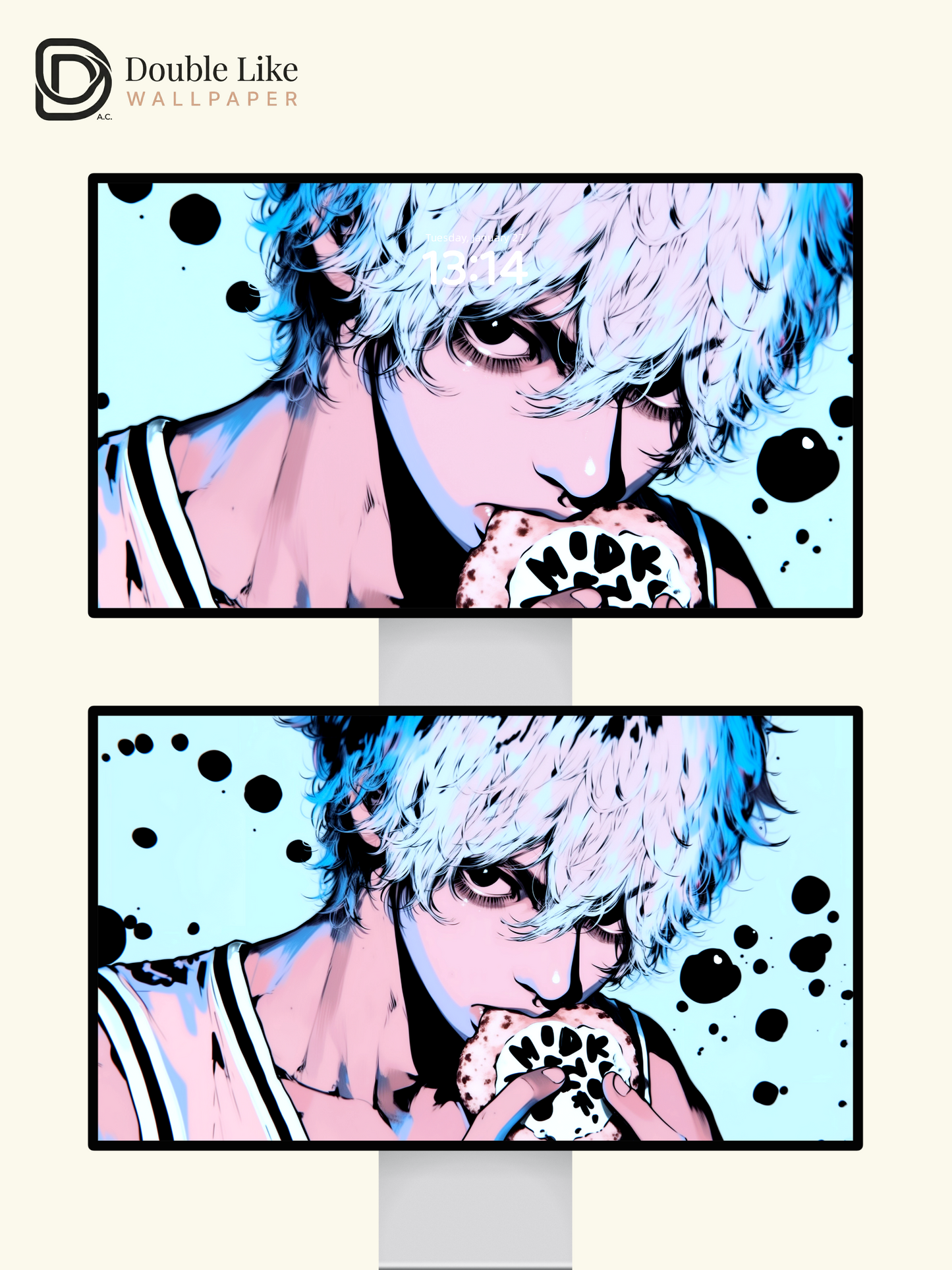 Anime Boy Cyan Streetwear Cookie Aesthetic Wallpaper Pack [#HW1487]