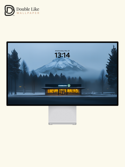Atmospheric Snow Mountain Foggy Forest Starbucks Landscape Wallpaper Pack, Compatible with iPhone & Android Lock Screen, Tablet, PC & Smart Watch HD Wallpapers [#ZMY014]