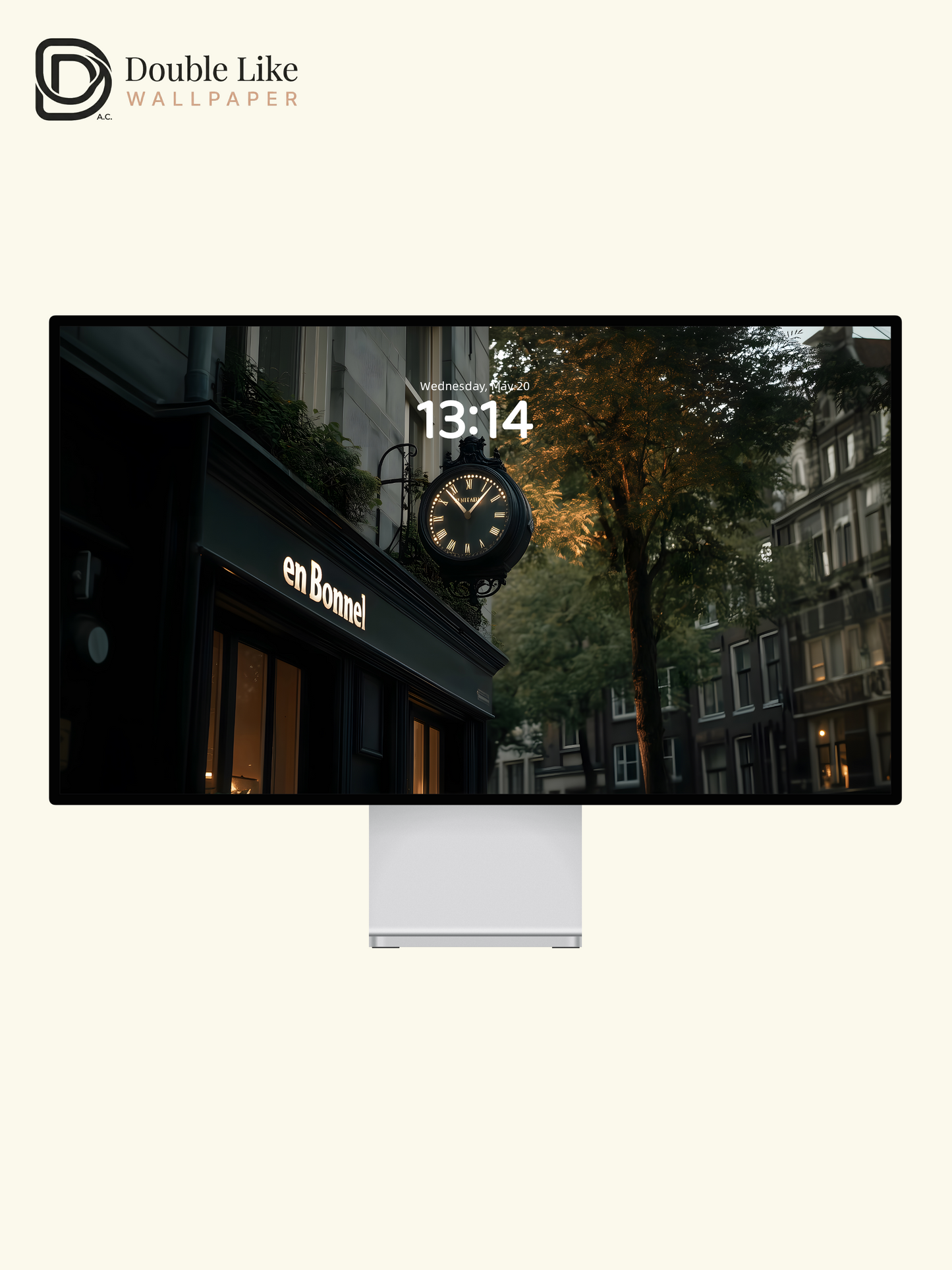European Street Clock Storefront Evening Aesthetic Wallpaper Pack [#ZJYX0444]