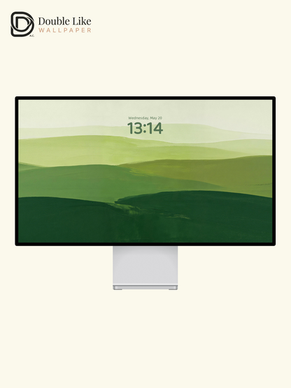 "Layers of Green" Healing Minimalist Hills Wallpaper Set [#LFHL30517]