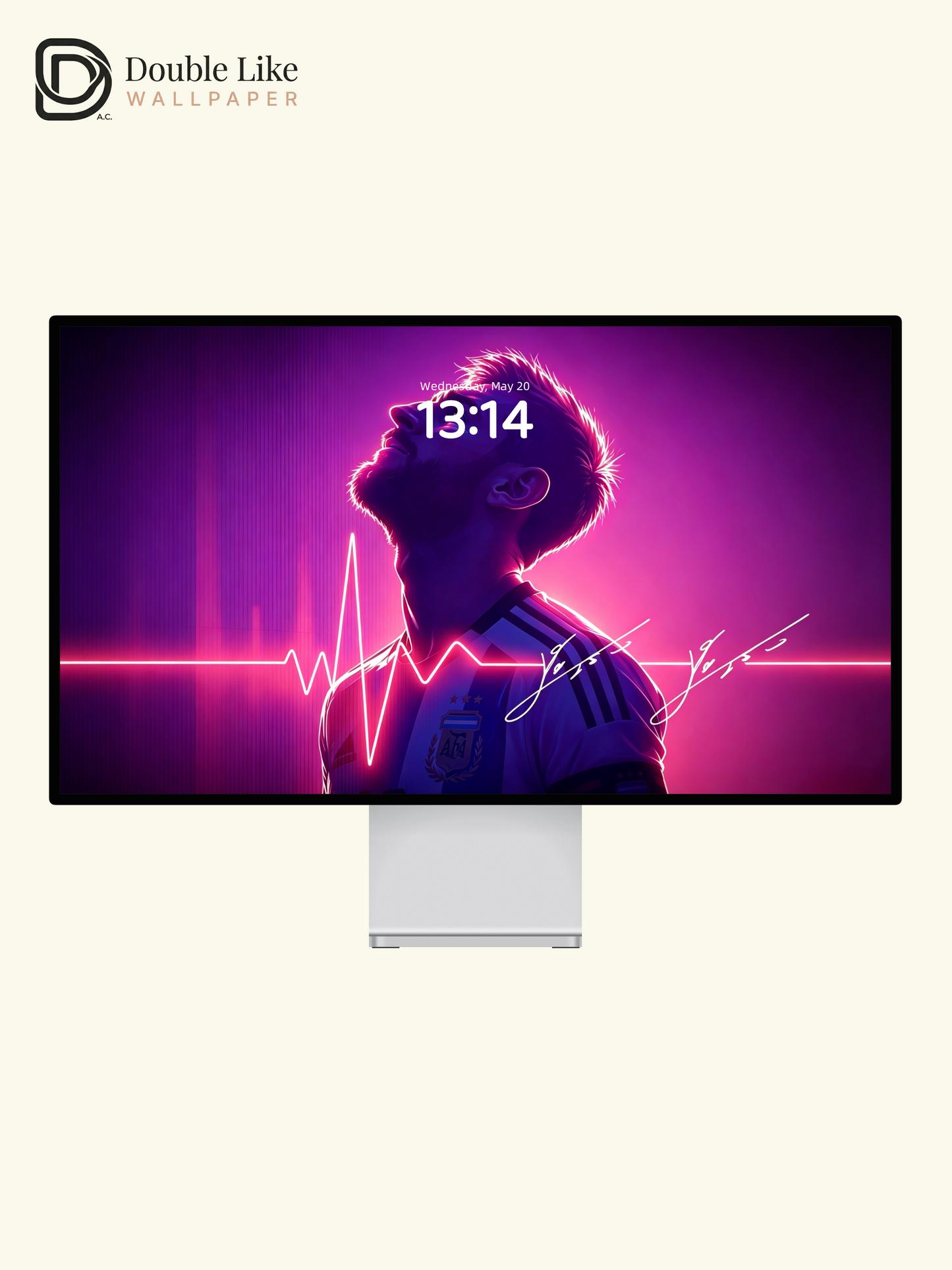 Messi Neon Heartbeat Vibe Illustration Full Wallpaper Pack [#HWWc005]