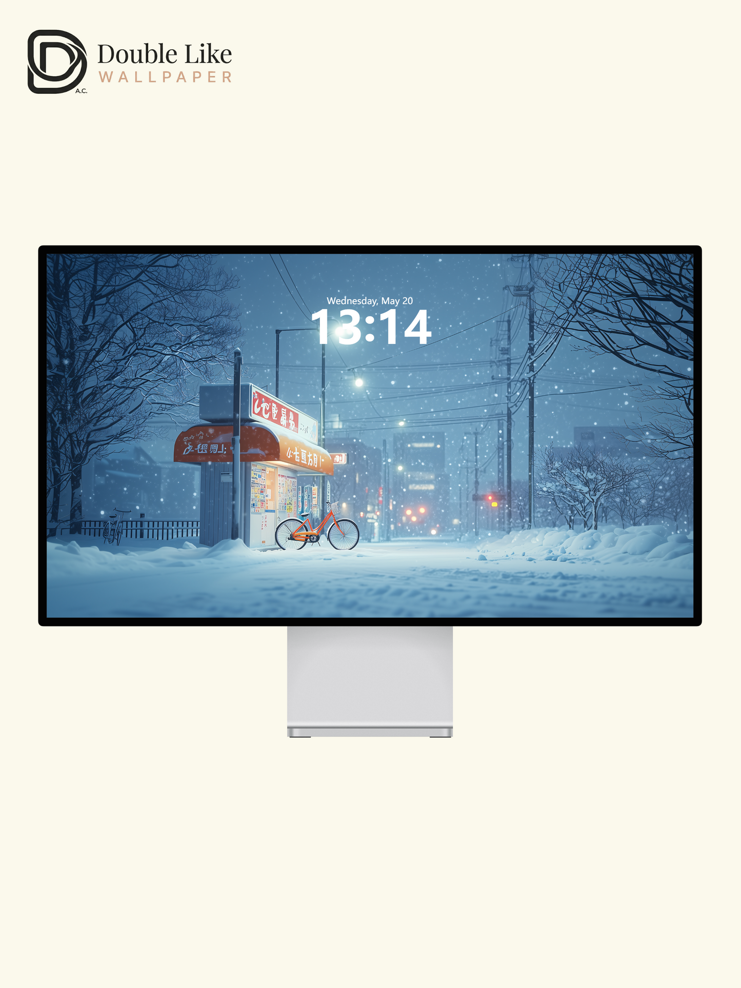 Winter Snowy Japanese Kiosk Bike Anime Cozy Aesthetic Wallpaper Pack [#WGF079]