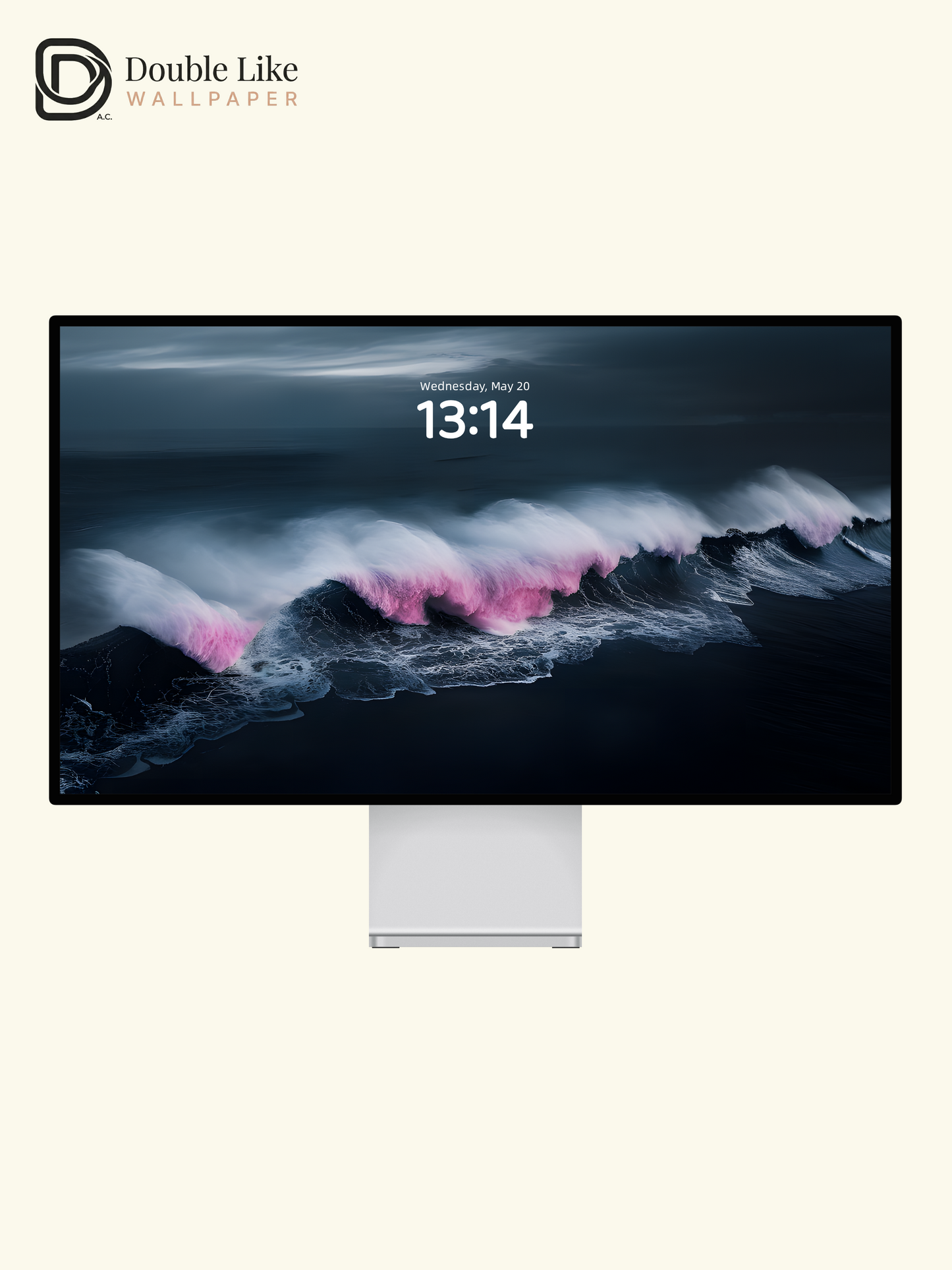Atmospheric Pink Foam Dark Ocean Wave Wallpaper Pack, Compatible with iPhone & Android Lock Screen, Tablet, PC & Smart Watch HD Wallpapers [#ZMY016]