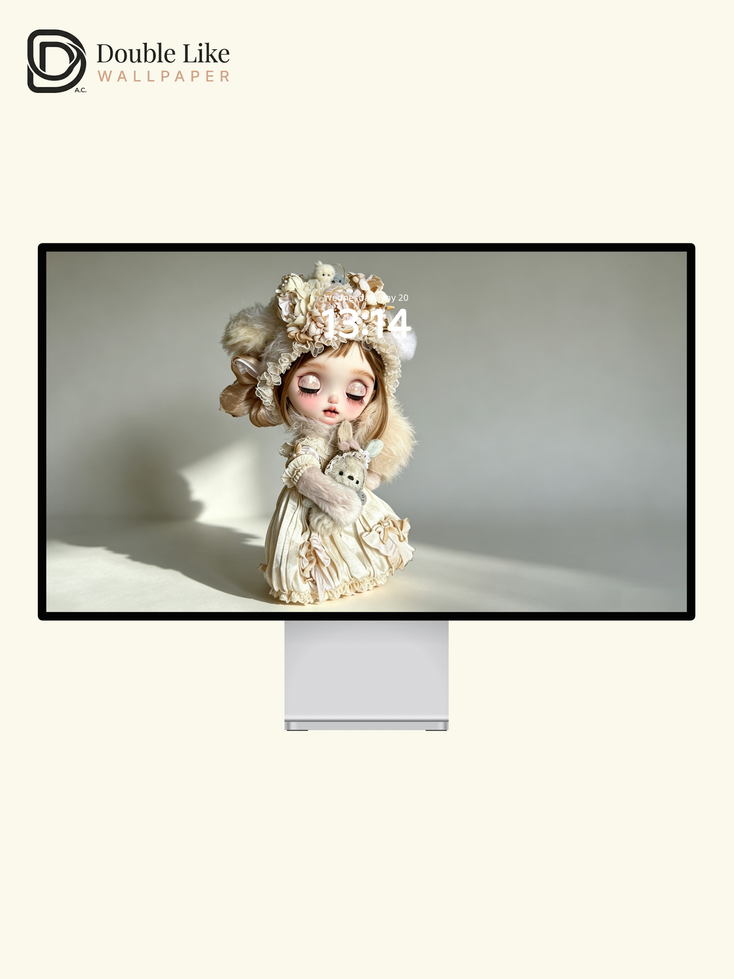 Vintage Lace Blythe Doll Dreamy Neutral Aesthetic Wallpaper [#HWWs002]