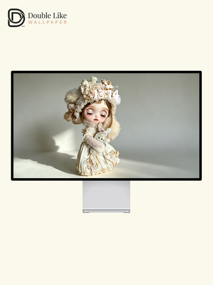 Vintage Lace Blythe Doll Dreamy Neutral Aesthetic Wallpaper [#HWWs002]