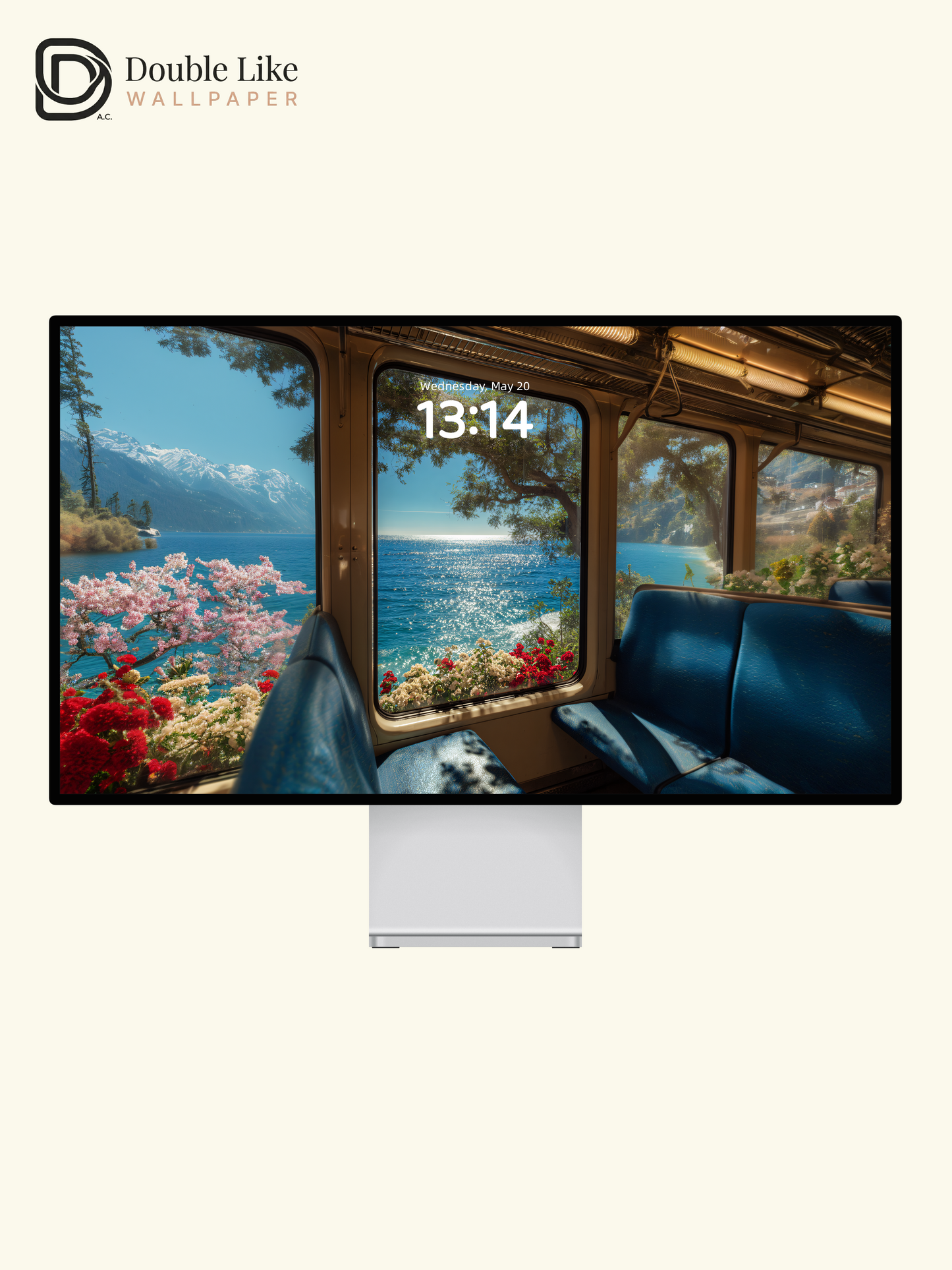 Scenic Train Window Ocean Mountain Nature Landscape Wallpaper Pack [#JJ1322]