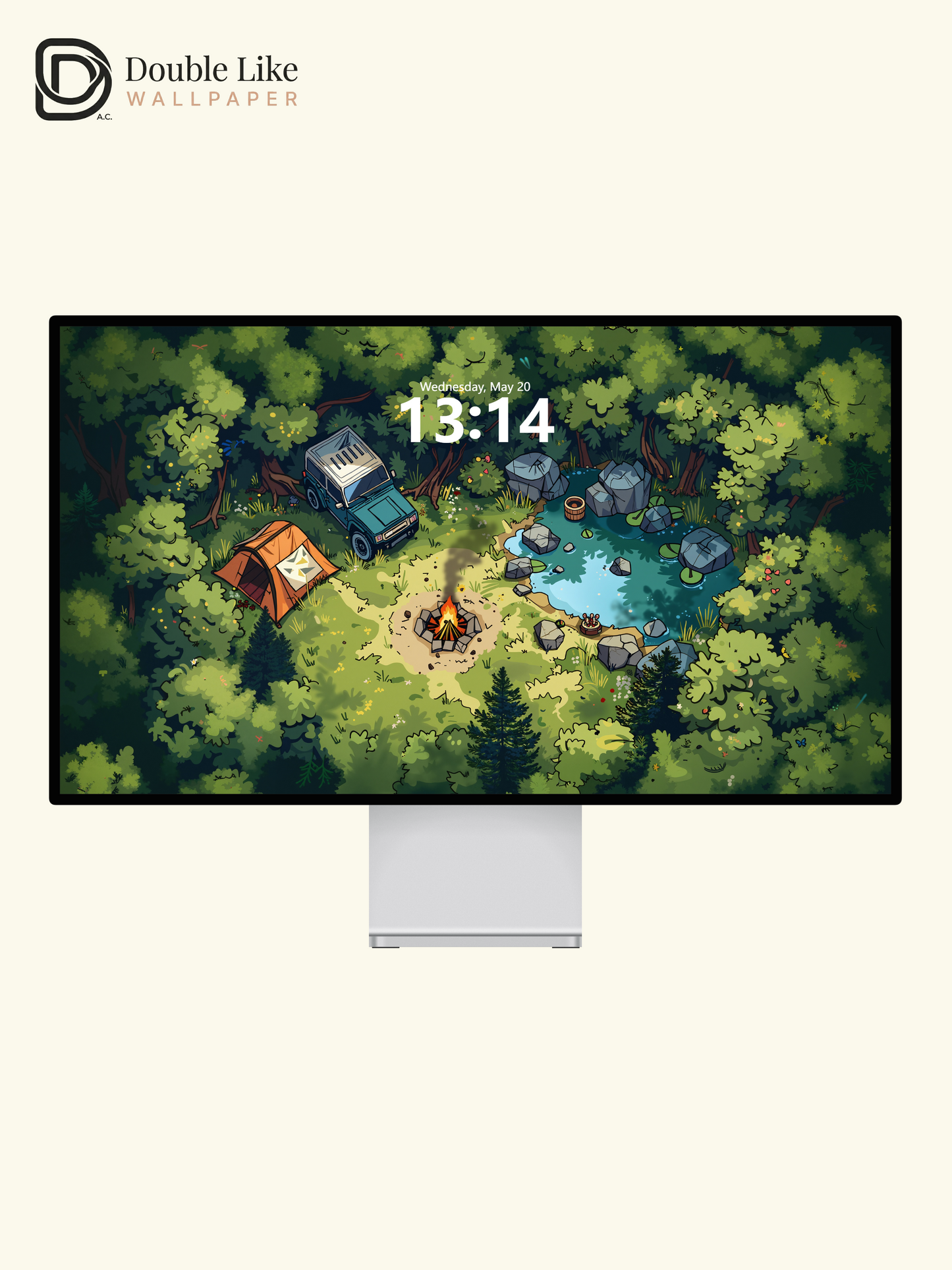 Forest Camping Lake Cute Cozy Illustration Aesthetic Wallpaper Pack [#WGF018]