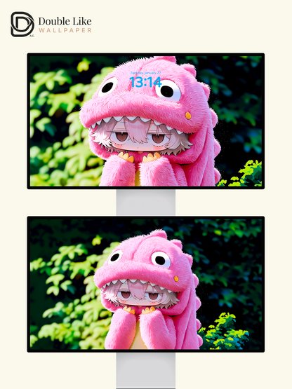 Cute Pink Dinosaur Onesie Anime Character Wallpaper Pack [#GG1409]