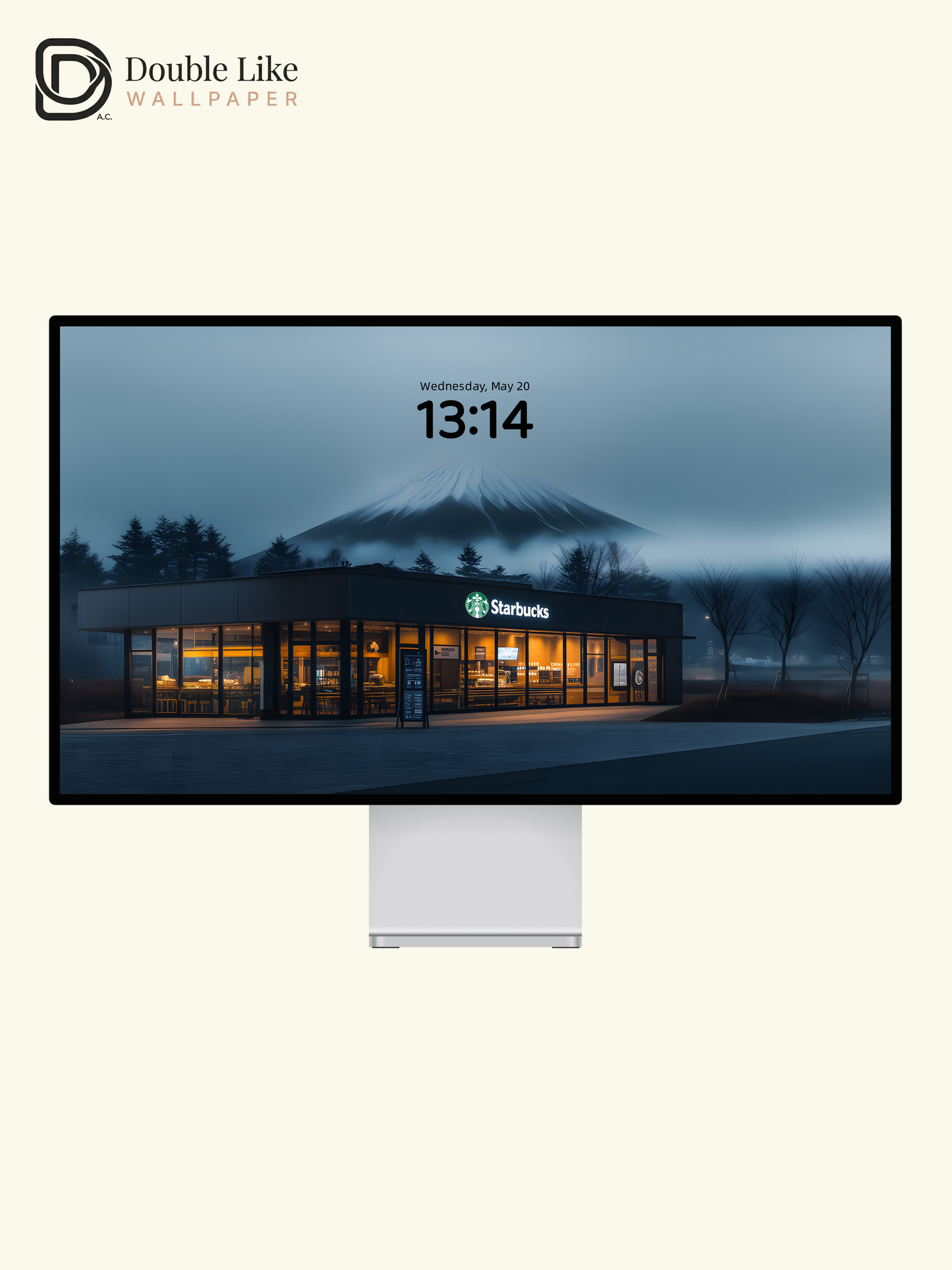 Foggy Night Mt.Fuji Starbucks Japanese Vibe Full Wallpaper Set [#ZMY008]