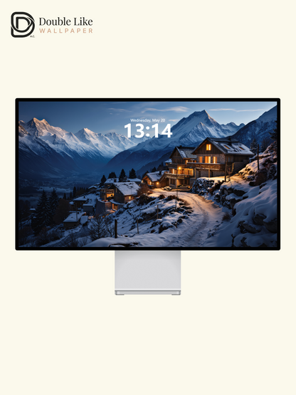 Cozy Winter Snowy Mountain Village Evening Cinematic Wallpaper Pack [#WGF002]