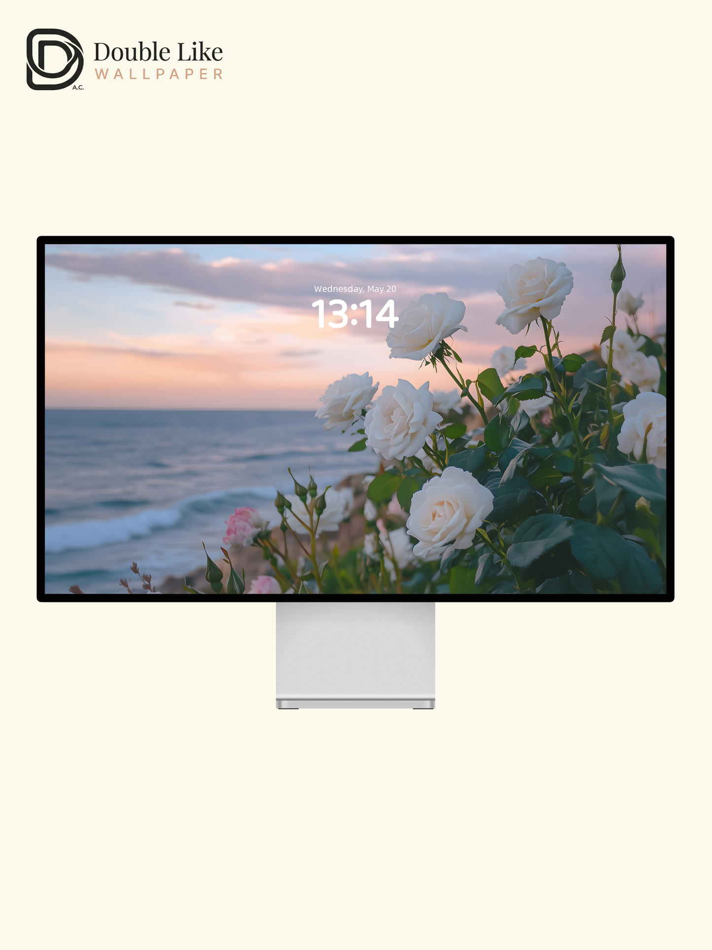 Romantic White Roses Pastel Sunset Ocean Lock Screen Wallpaper Pack [#ZJYX0430]