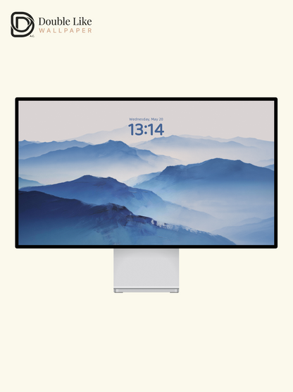 Misty Blue Layer Mountain Oil Painting Aesthetic Wallpaper Pack [#LFHL30508]
